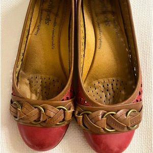 Red and Brown Memory Foam Flats